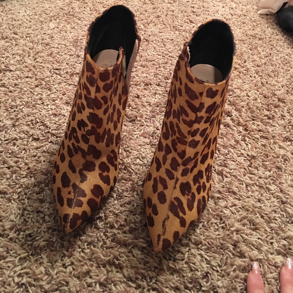 Cheetah calf fur bootie